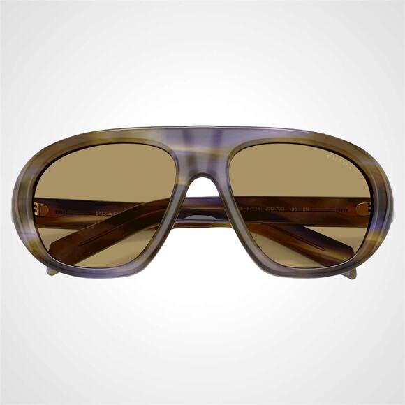 SUNNIES New PRADA Sunglasses Brown Striped Laguna Aviator Shield Mask New